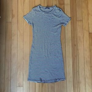 Brandy Melville Striped T Shirt Dress One Size Black White Ribbed Knit Mini